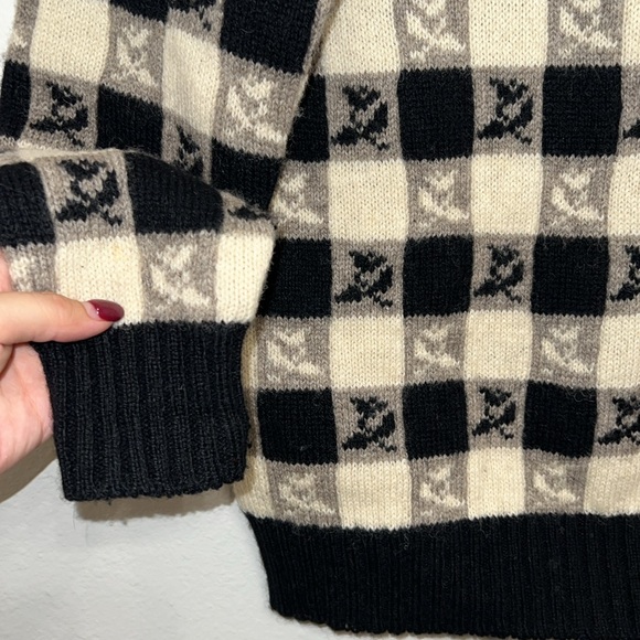 Vintage Checkered Floral Wool Coquette Pullover Sweater - Picture 9 of 10